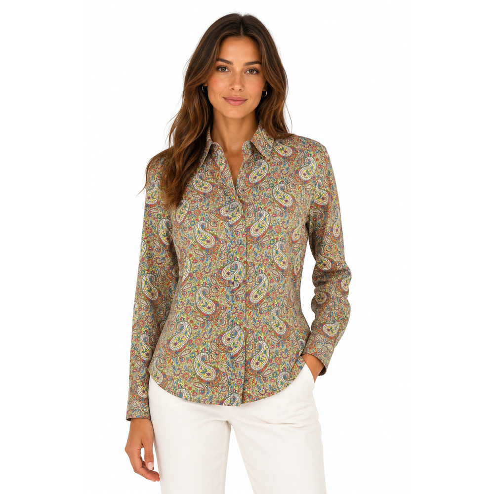 J. Crew Slim Perfect Top Size 8 Liberty Lee Manor Paisley Button Down Preppy